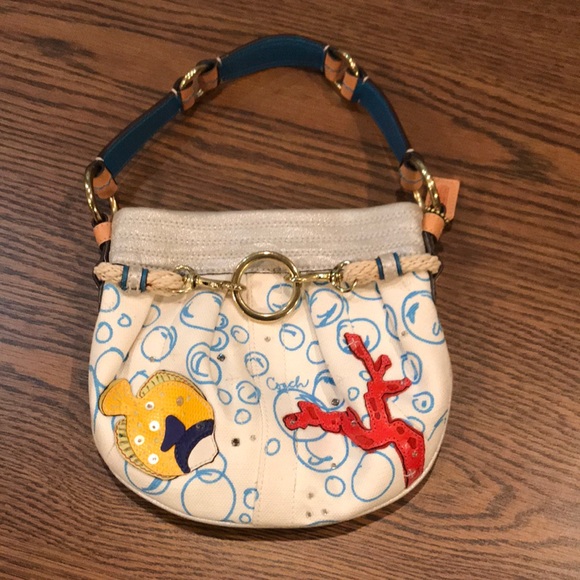 SOLD….Coach Special Edition Under the Ocean Bubbles Satchel Wristlet with Fish - Picture 2 of 11